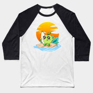 Surfer Apple Kawaii Character Funny Summer Beach Surfing Baseball T-Shirt